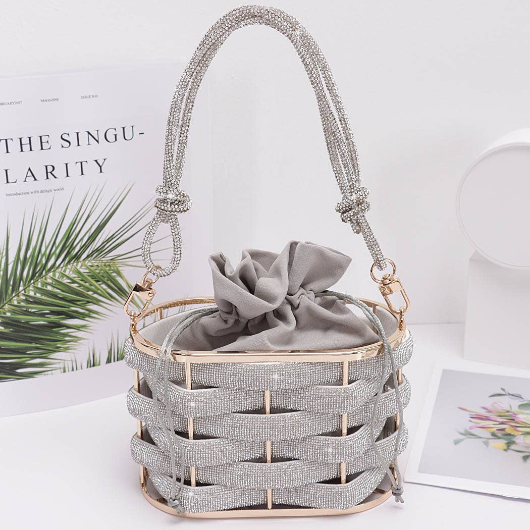 3AM BY H&D ACCESSORIES - Vendita all'ingrosso Pochette - Donna -  Pochette con strass a cestino dorato3