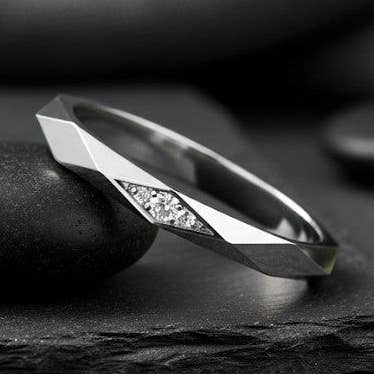 Modern Facet Band: Natural Moissanite Channel Ring in Sterling Silver for wholesale by Princejewelshub