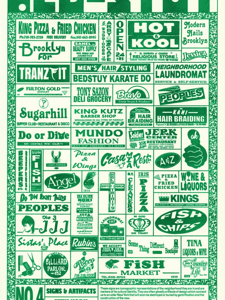 Affiches de Signes & Artéfacts Bed-Stuy pour la vente par Secret Riso Club