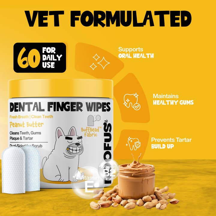Roofus - Wholesale Pet Toothpaste - Dog - Roofus Dental Wipes | Peanut Butter | 60ct4
