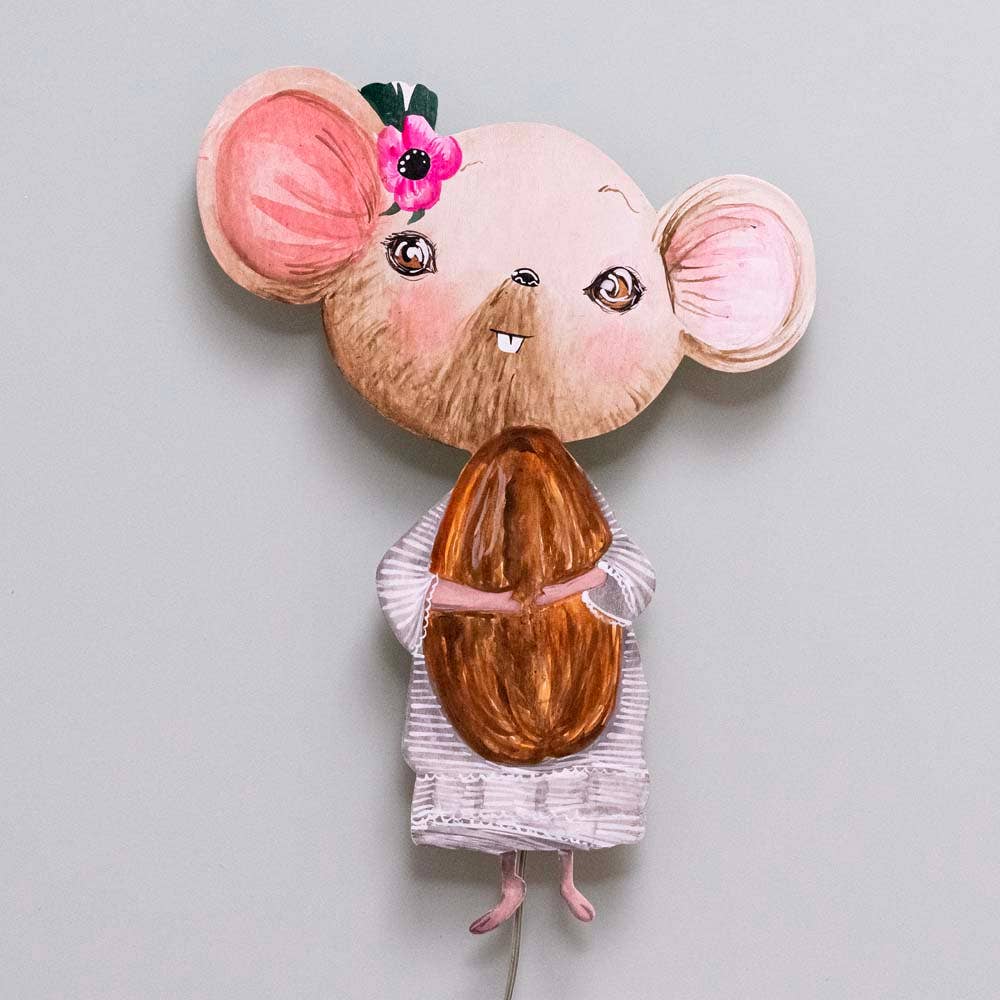 YaPaDaPaDou - Wholesale Night Light - Kids & Baby - Handmade Wooden Wall Light - Mouse1