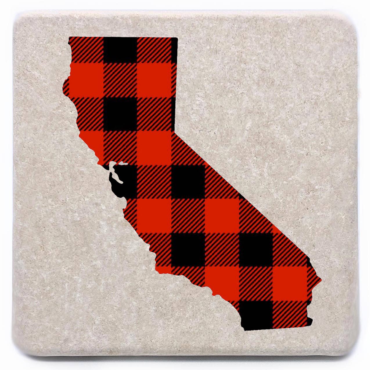 Noomoon - Wholesale Coasters - "Your State" Silhouette Buffalo Plaid Marble Coaster4