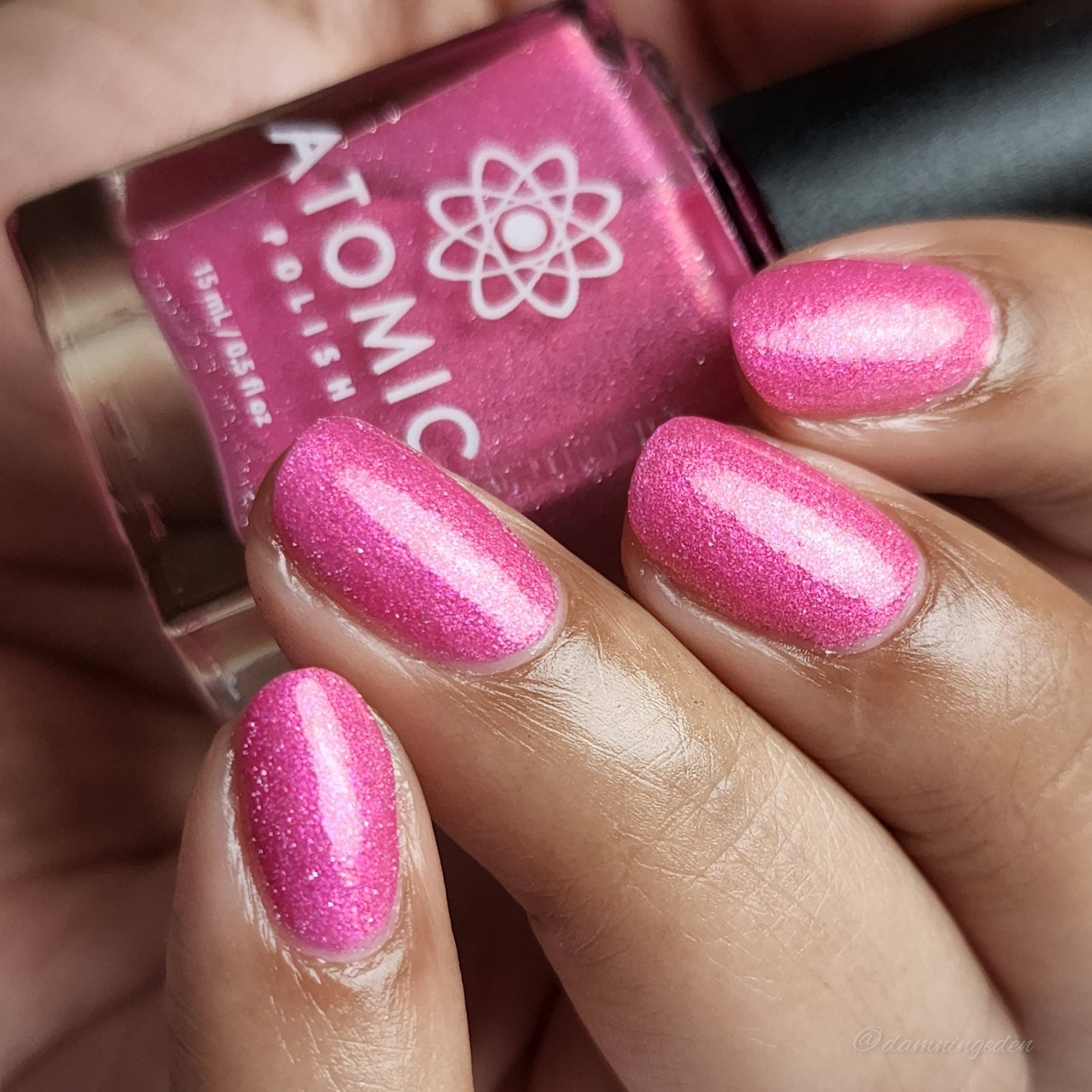 Atomic Polish - Wholesale Nail Polish - Glucose Pink Nail Polish with Silver Glitter7