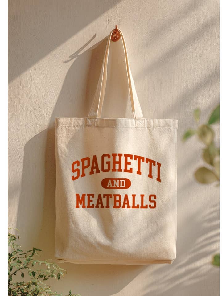 SAC TOTE GRAPHIQUE SPAGHETTI ET BOULETTES DE VIANDE pour la vente par PINK NABI