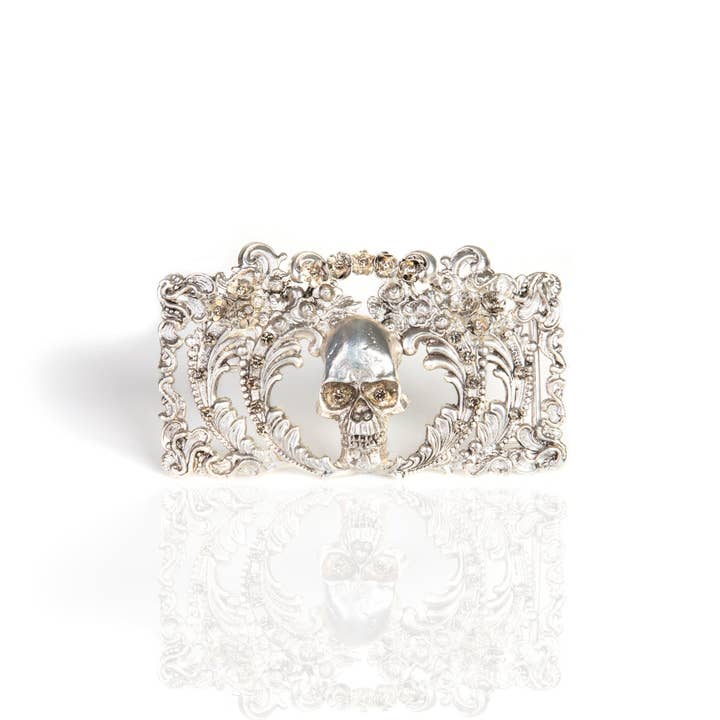 Viva La Calavera Schnalle - Silber für den Großhandel von VSA Designs Inc.