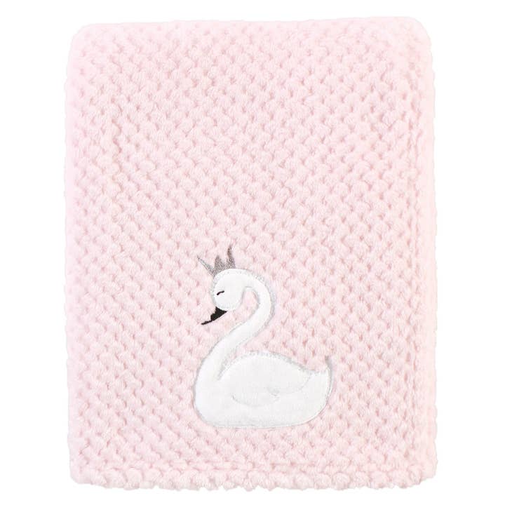 Hudson Baby Plush Waffle Blanket, Swan for wholesale by BabyVision