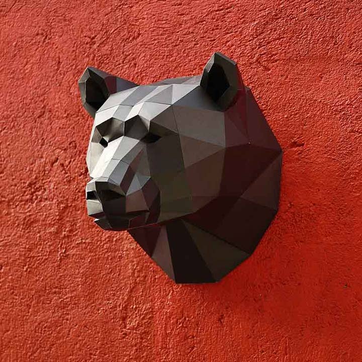 PAPERCRAFT WORLD - Wholesale Wall Accent - 3D PaperCraft Bear Head Wall Art Origami Decor