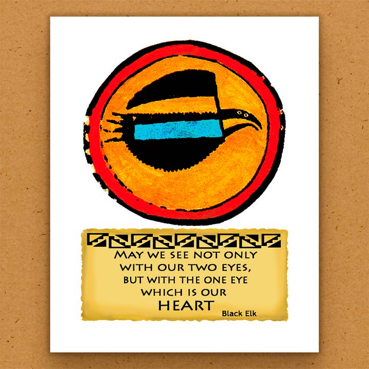 Impresión de Arte Hecha a Mano - Nativo Americano - Un Ojo Corazón para venta al por mayor de The Kaleidoscope Designs