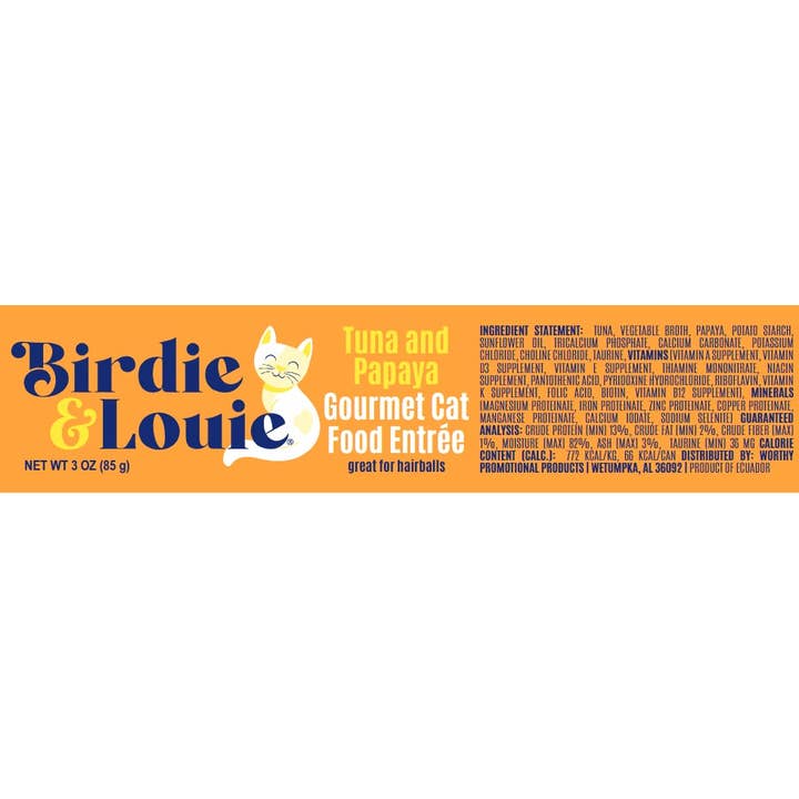 Worthy - Wholesale Pet Food - Cat - Birdie & Louie Tuna and Papaya Wet Cat Food Case of 12 3oz1