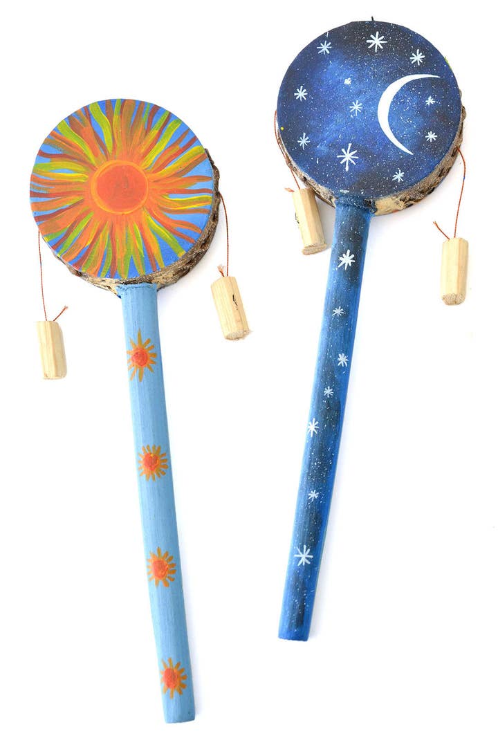 African Modern - Wholesale Musical Toy - Kids & Baby - Single Sun and Moon Design Spin Drum0