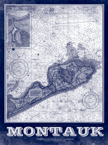 LOST DOG art & frame - Venta al por mayor Mapas - Mapa remixto de Montauk Vintage5