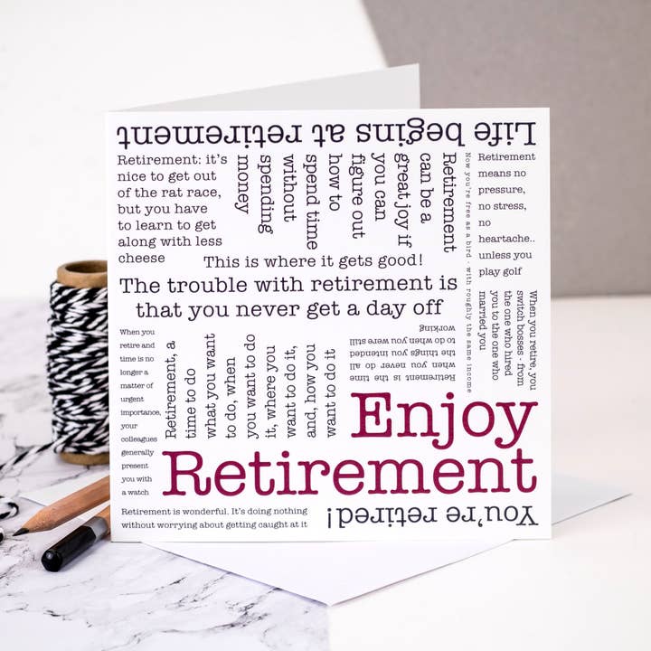 Coulson Macleod - Wholesale Retirement Card - Enjoy Retirement Card, Word Cloud Retiring Quotes