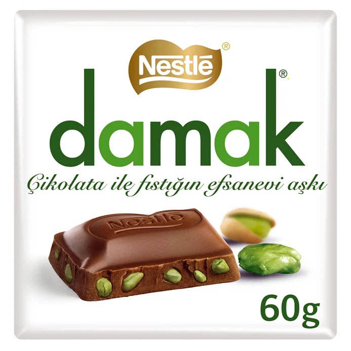 Damak Milk Chocolate with Pistachio 6pck x 60g (Turkey) for wholesale by Global Bite Co