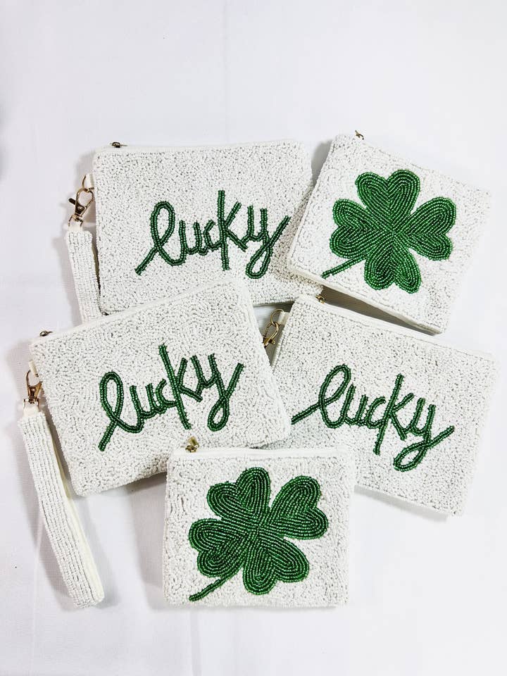 Monedero Lucky Wristlet, monedero con forma de trébol, bolsa con cuentas para venta al por mayor de MKay Style