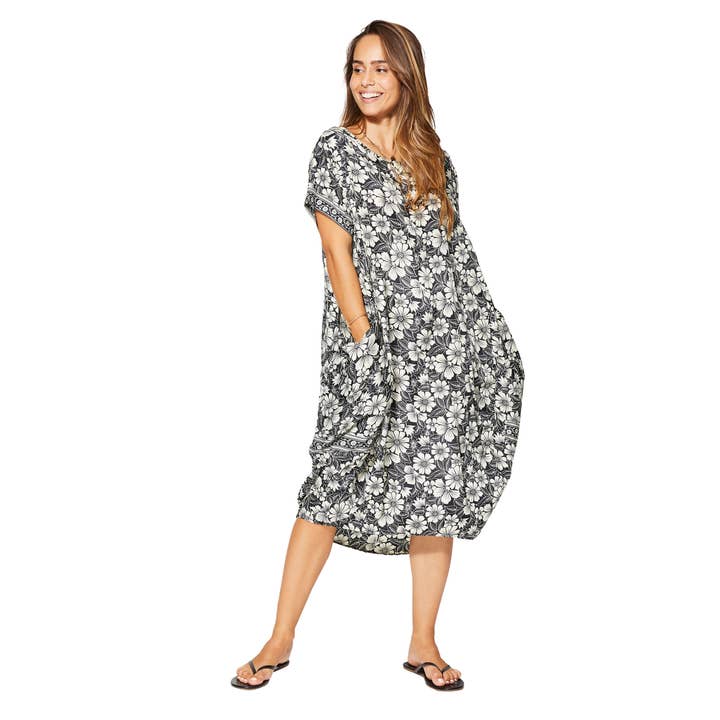 SHORT SLEEVE MID-LENGTH SUMMER DRESS MCRO0650F for wholesale by Aller Simplement