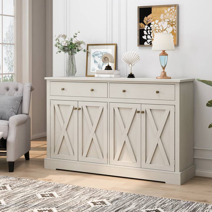HOMYCASA DESIGN INC - Vente Armoire - Buffet Blanc Vintage & Deux Tiroirs