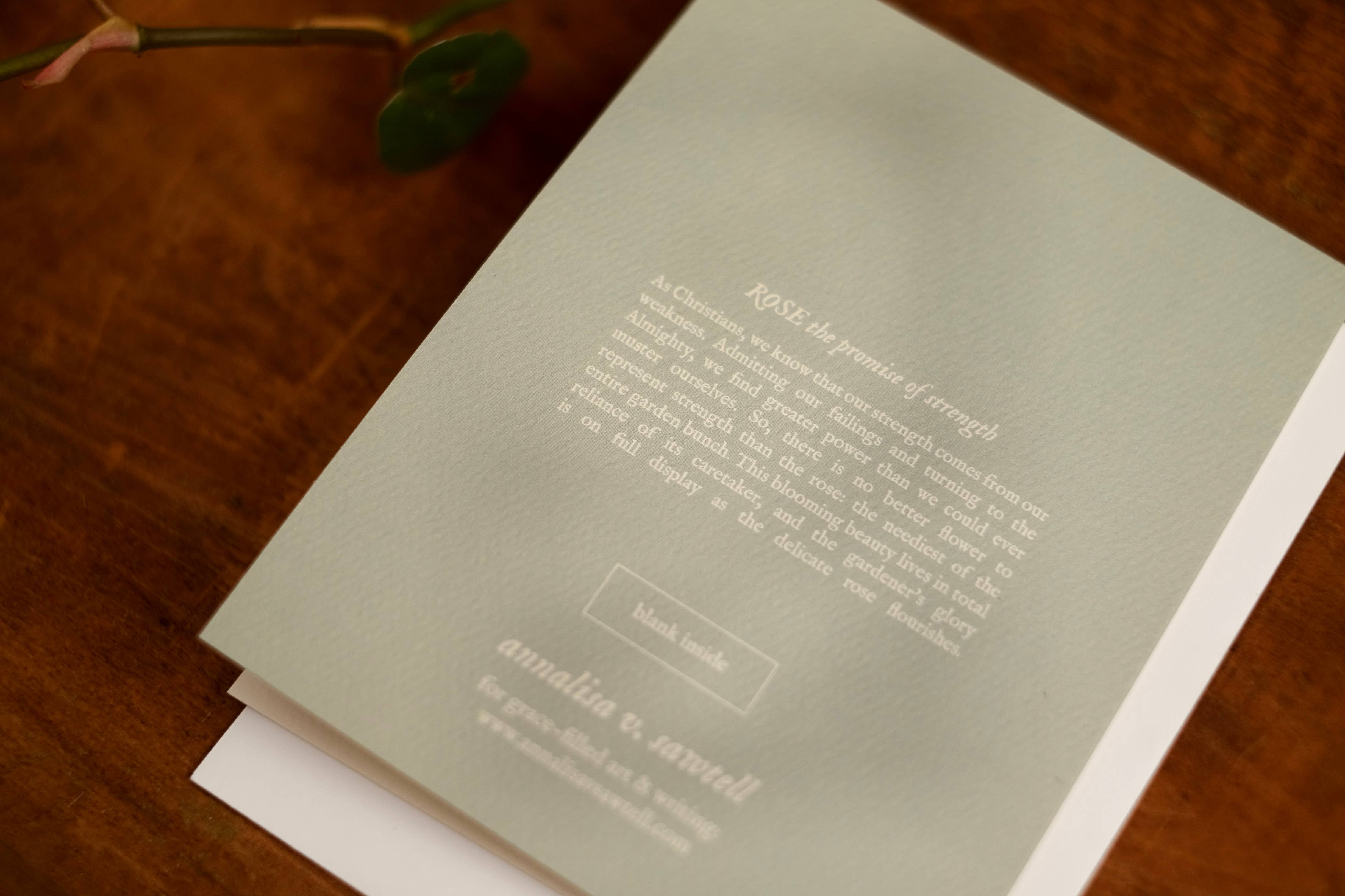 annalisa v. sawtell - Wholesale Everyday Greeting Card - Rose (Promise of Strength) | Botanical Greeting Card | A23