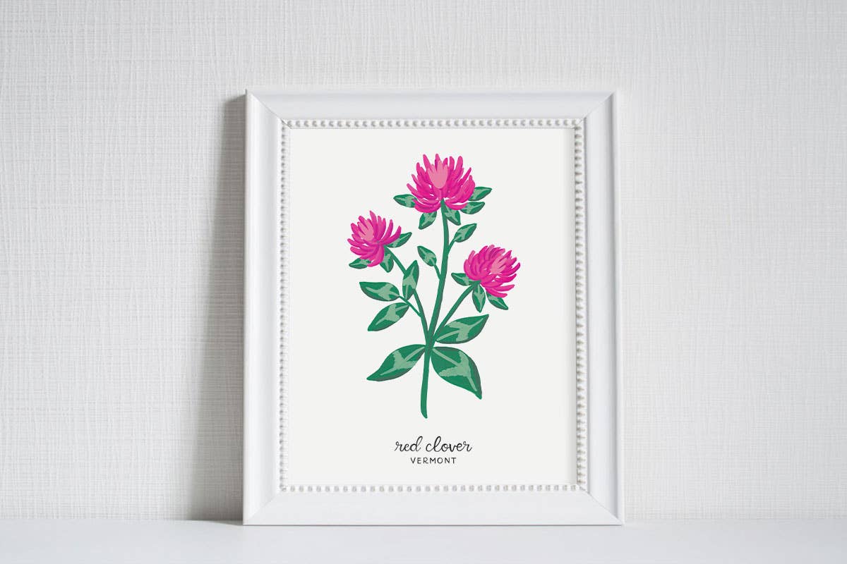 LoveLight Paper - Wholesale Art Print - Vermont Red Clover - State Flower Art Print0