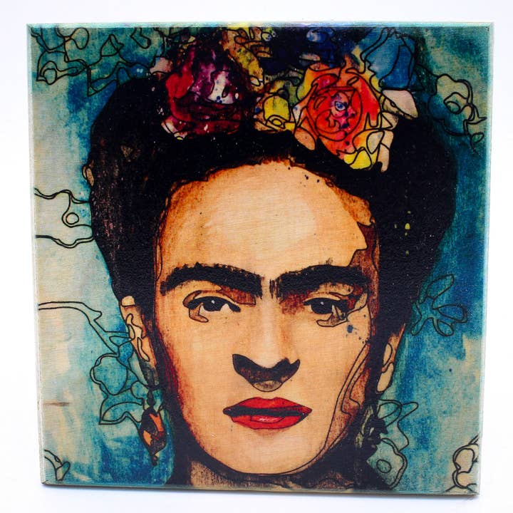 Frida Portrait Watercolor - Specialty Photo Wood Print for wholesale by SticksandLasers