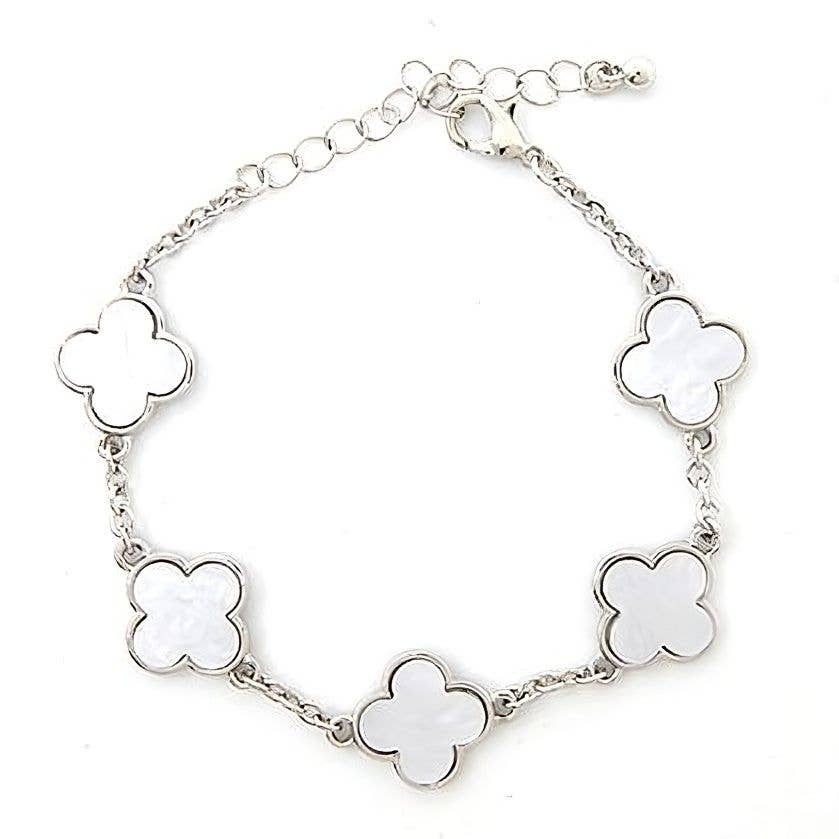 Diacly - Wholesale Charm/Dangle Bracelet - Acetate Marble Effect Clover Chain Station Bracelet1