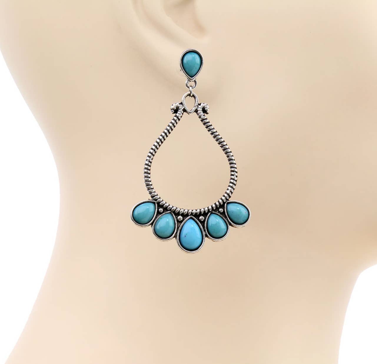 Boho Ranch Shop – wholesale Dangle earrings – Western Teardrop Stone Stud Earrings4