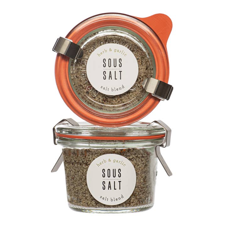 Sous Salt - Vente Sel - Pot en verre d'herbes et d'ail gris1