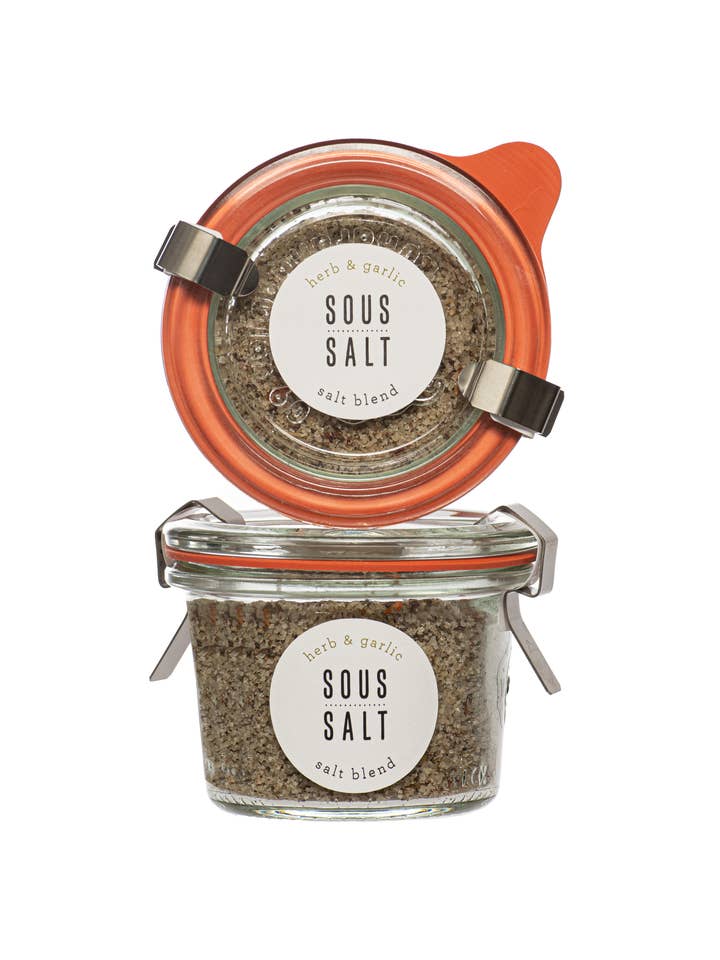 Grey Salt Herb and Garlic Glass Jar for wholesale by Sous Salt