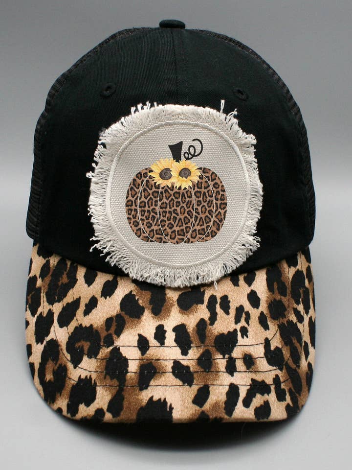 Fall Apparel Hat Leopard Sunflower Pumpkin 62621 for wholesale by Cali Boutique Wholesale