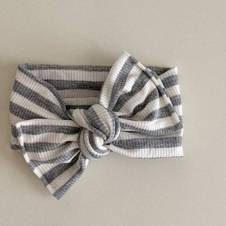 Gravata com listras cinza urze no envoltório de cabeça por atacado de Bloom Headwraps