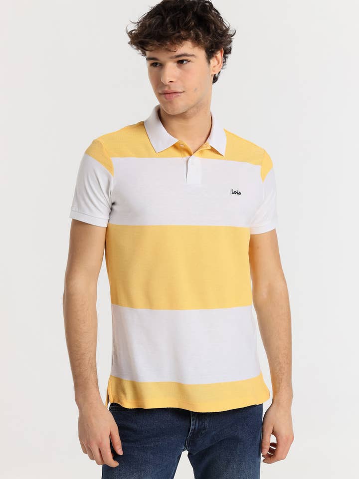 LOIS JEANS - Kurzarm-Poloshirt aus gestreiftem Jacquardstoff für den Großhandel von PAUSANT SHOP ONLINE