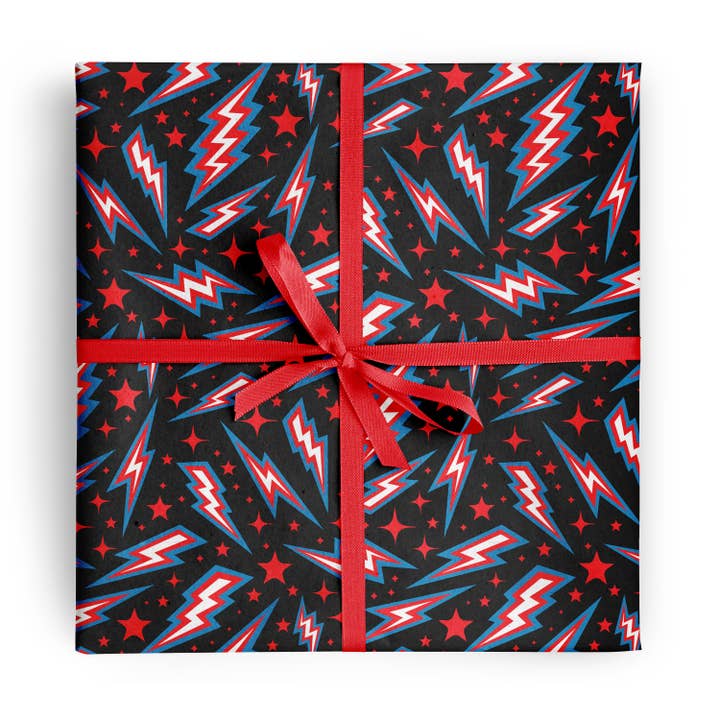 Rock'N Paper - Wholesale Wrapping Paper Roll - Rebel Rebel Gift Wrapping Paper, Lightning Bolt, Retro style2