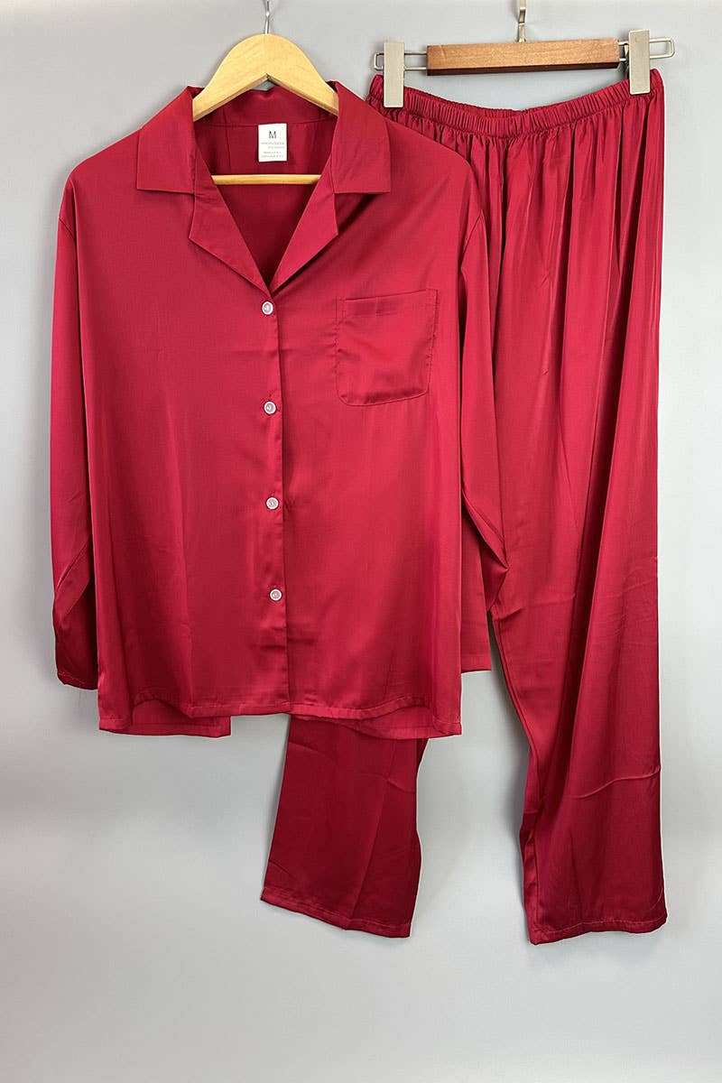 Belle Com'Elle - Vendita all'ingrosso Completo pigiama - Donna - Pigiama da donna con camicia a maniche lunghe e pantaloni in seta sintetica3