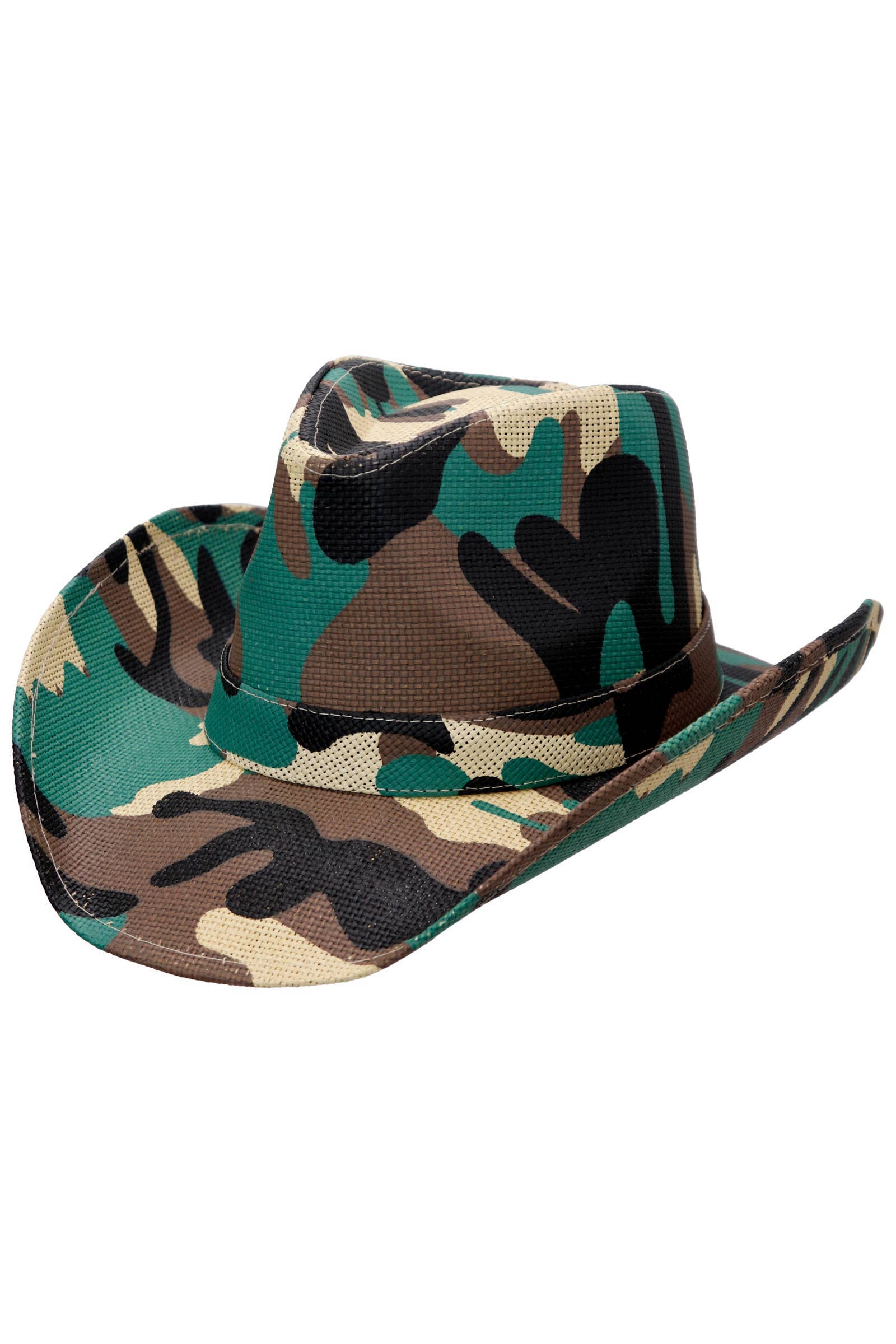 Cap Zone - Wholesale Cowboy Hat - Unisex - Camouflage Hard Shell Paper Straw Cowboy Hat6