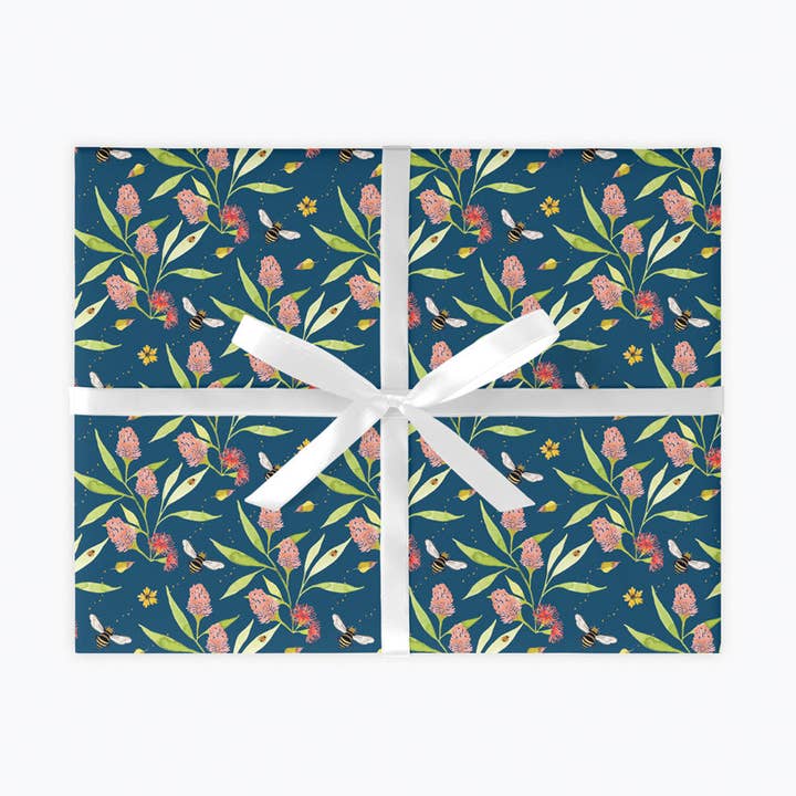 Banksia Floral Gift Wrap Sheet for wholesale by littlehoothoot