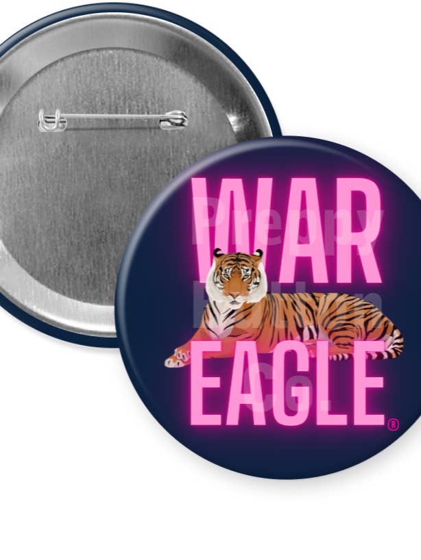 Neon Pink War Eagle Button for wholesale by Preppy Button Co. LLC.