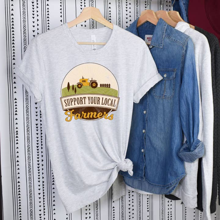 Support Your Local Farmers Ash Tee for wholesale by Simply Tees