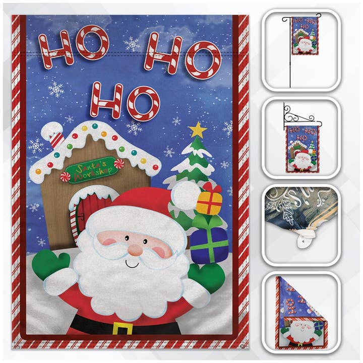H&G Studios Père Noël (Ho Ho Ho) Drapeau de Jardin 30x45cm pour la vente par Flags Importer
