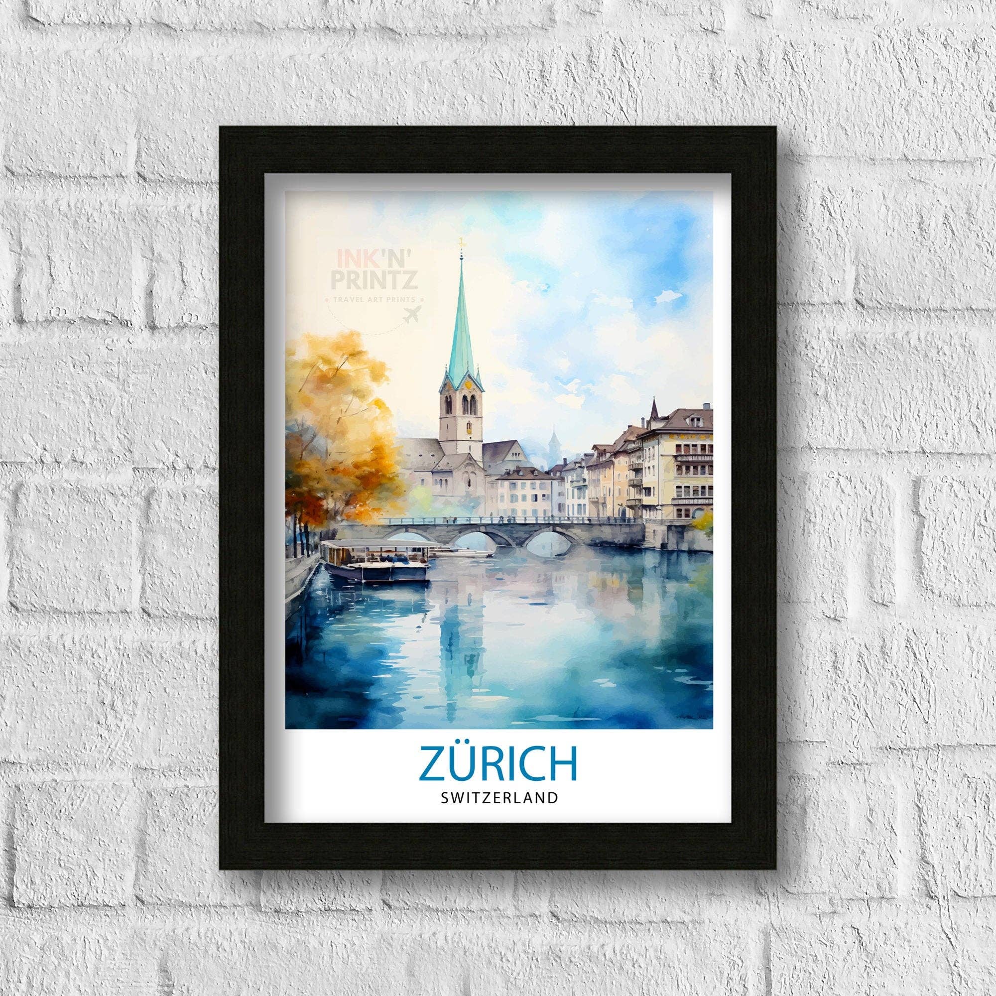 InkNPrintz – wholesale Art print – Zurich Switzerland Travel Poster Zurich2