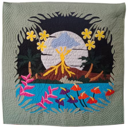 Colgante de pared acolchado hawaiano de 42 pulgadas con diseño de volcán para venta al por mayor de DBI Hawaii