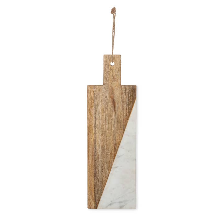 The Gerson Companies - Wholesale Cutting Board - 16 inch Mango Wood and White Marble Cutting Board