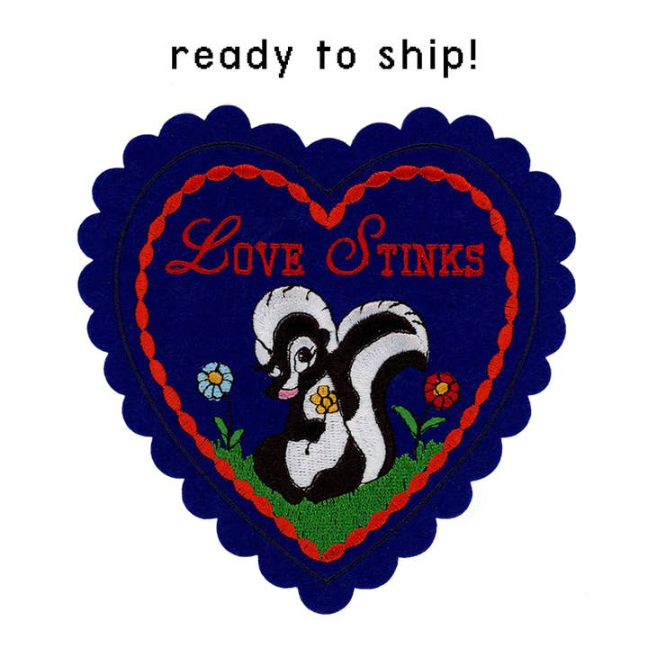 L'amour pue napperon Saint-Valentin (patch + carte) pour la vente par Patch Ya Later