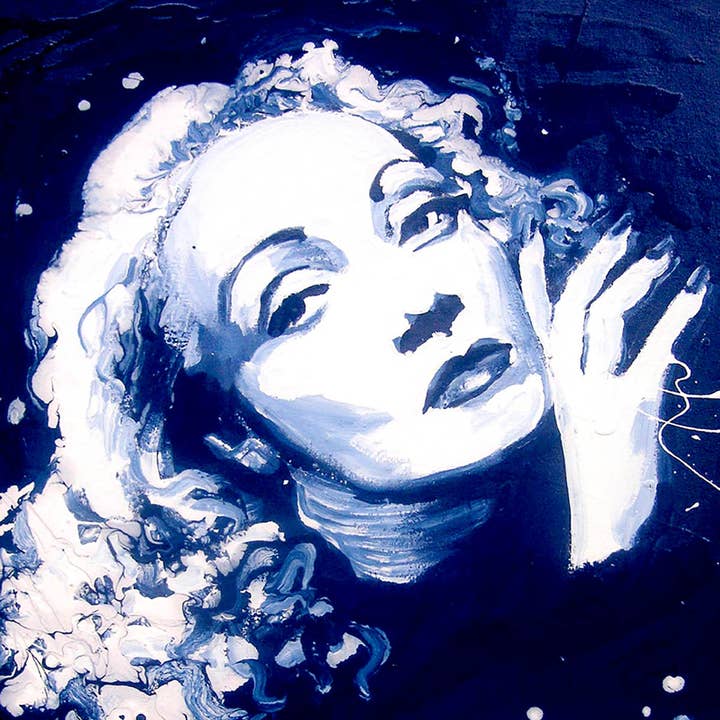 Marlene Dietrich porträtt tryckt på 11" x 14" papper för wholesale av Zito Studio Gallery