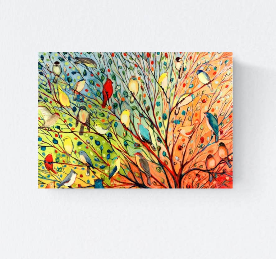 Jennifer Lommers - Wholesale Everyday Greeting Card - Rainbow Bird Tree (A6) Blank Note Card