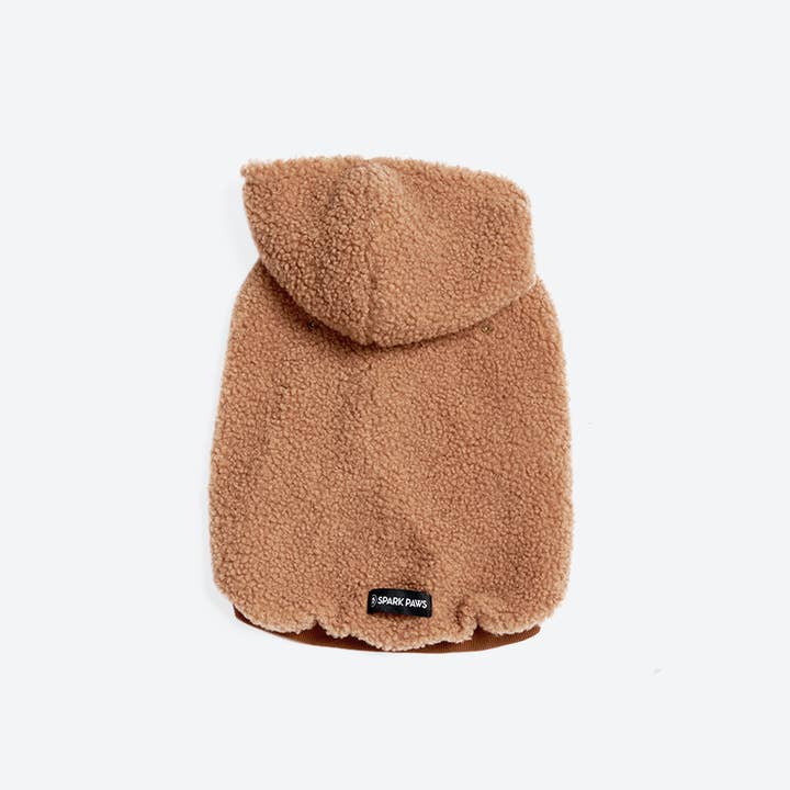 Spark Paws - Wholesale Pet Jacket - Dog - Teddy Sherpa Fleece Dog Jacket - Brown