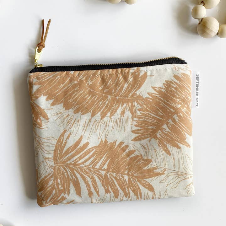 Simple zipped pouch in nectarine oasis for wholesale by September Skye Bags & Accessories