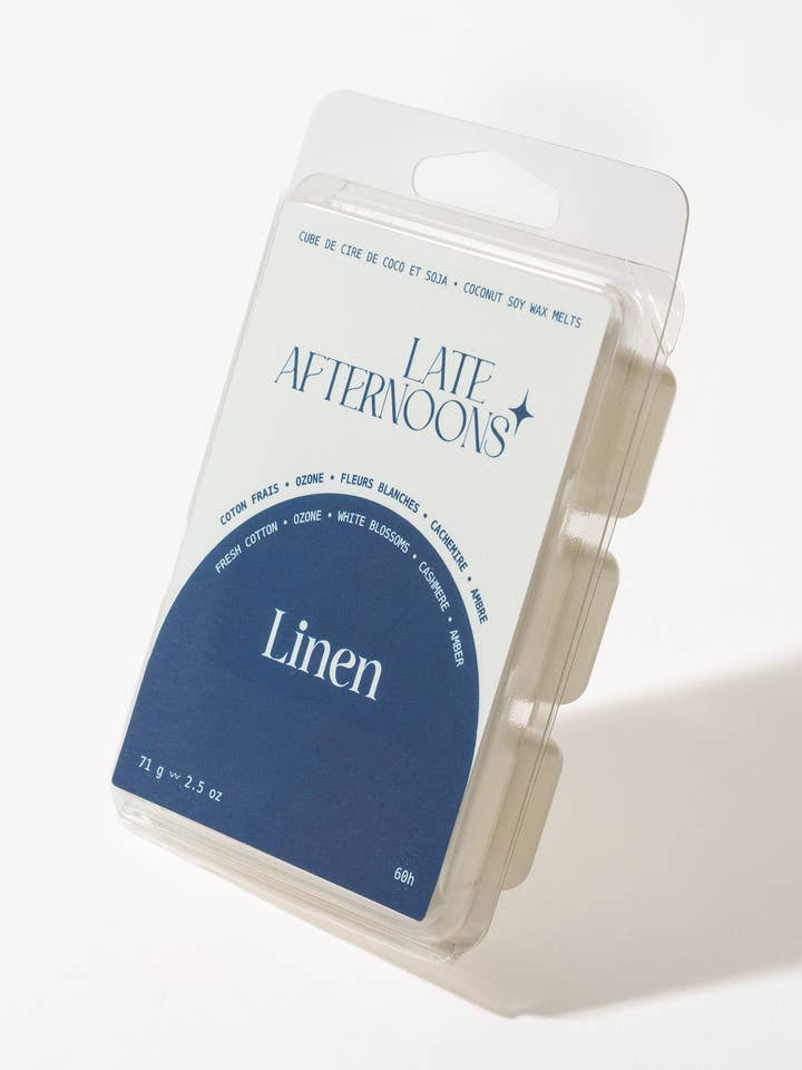 Linnedoftande vaxkuber | Fräsch bomull, vita blommor och ozon för wholesale av Late Afternoons