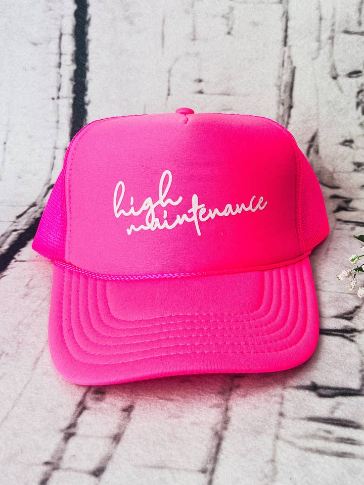 High Maintenance Hot Pink Trucker Hat for wholesale by Southern Bliss Co.