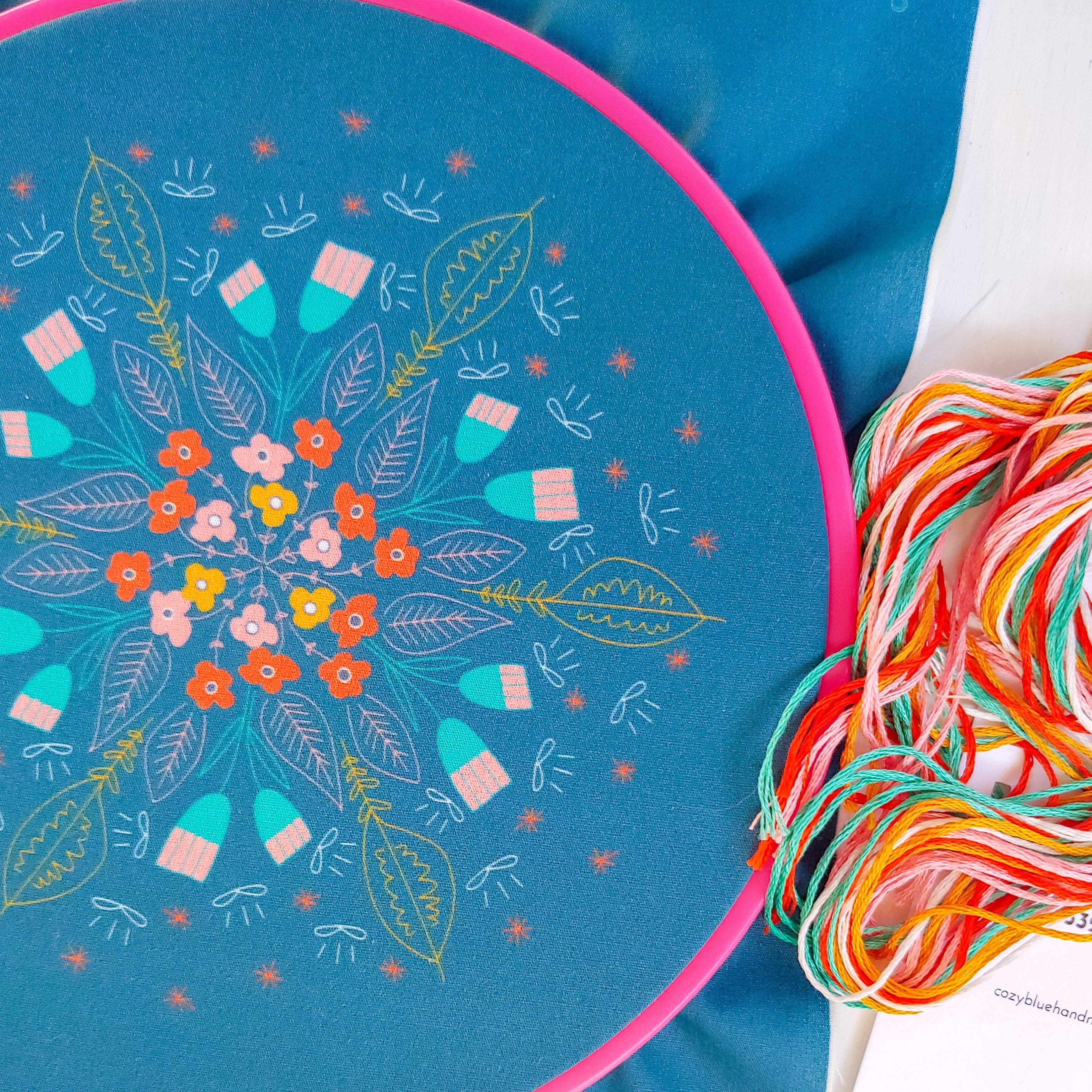 cozyblue handmade - Wholesale Embroidery/Cross Stitch Supplies - floral burst embroidery kit [last chance!]2