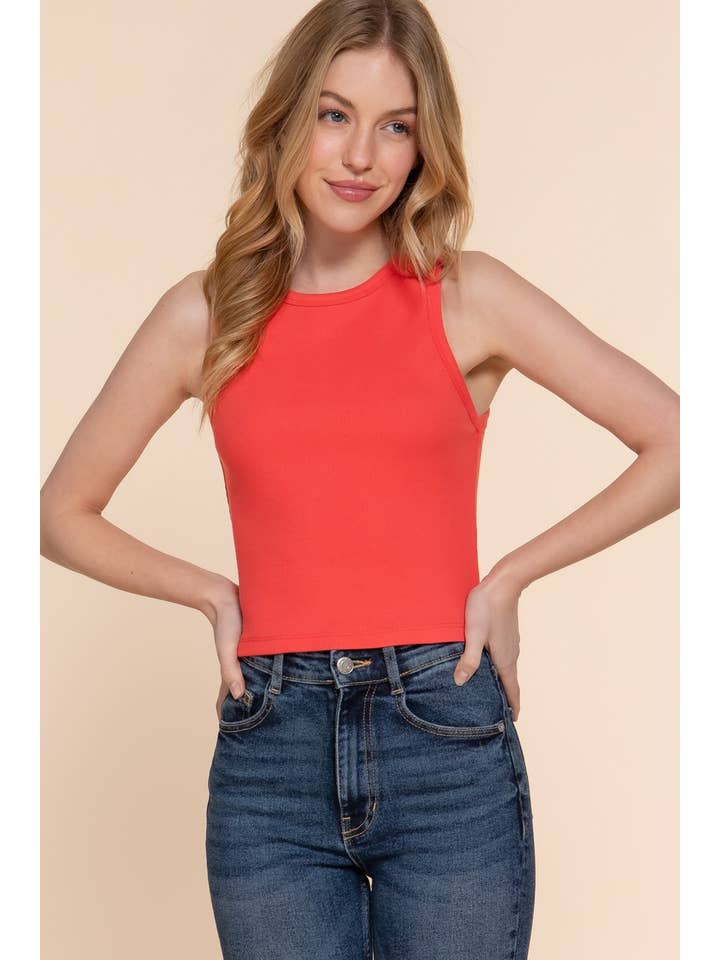 Active Basic | Active USA - Wholesale Tank Top - Women's - Sleeveless Round Neck Cotton Spandex Rib Knit Top