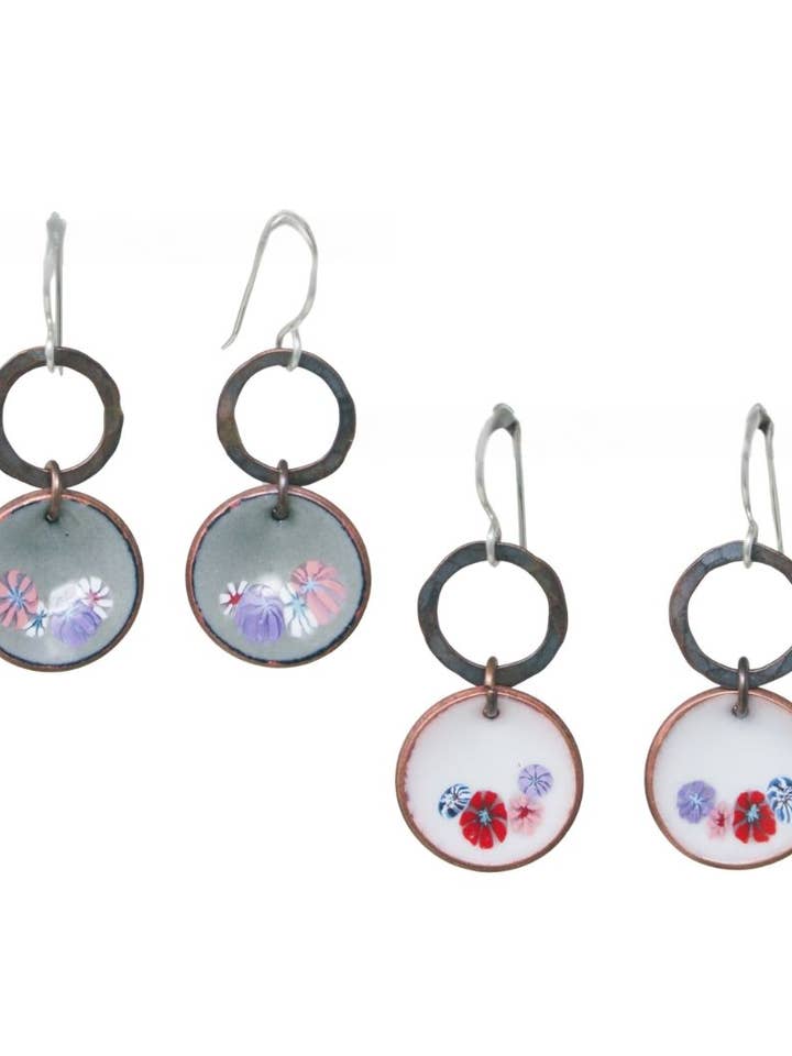Fiora Penny Earrings, Multi color, Summer floral earrings for wholesale by Rising Jewelry